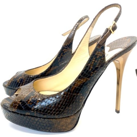 Jimmy Choo Stiletto Platform Snake Leather